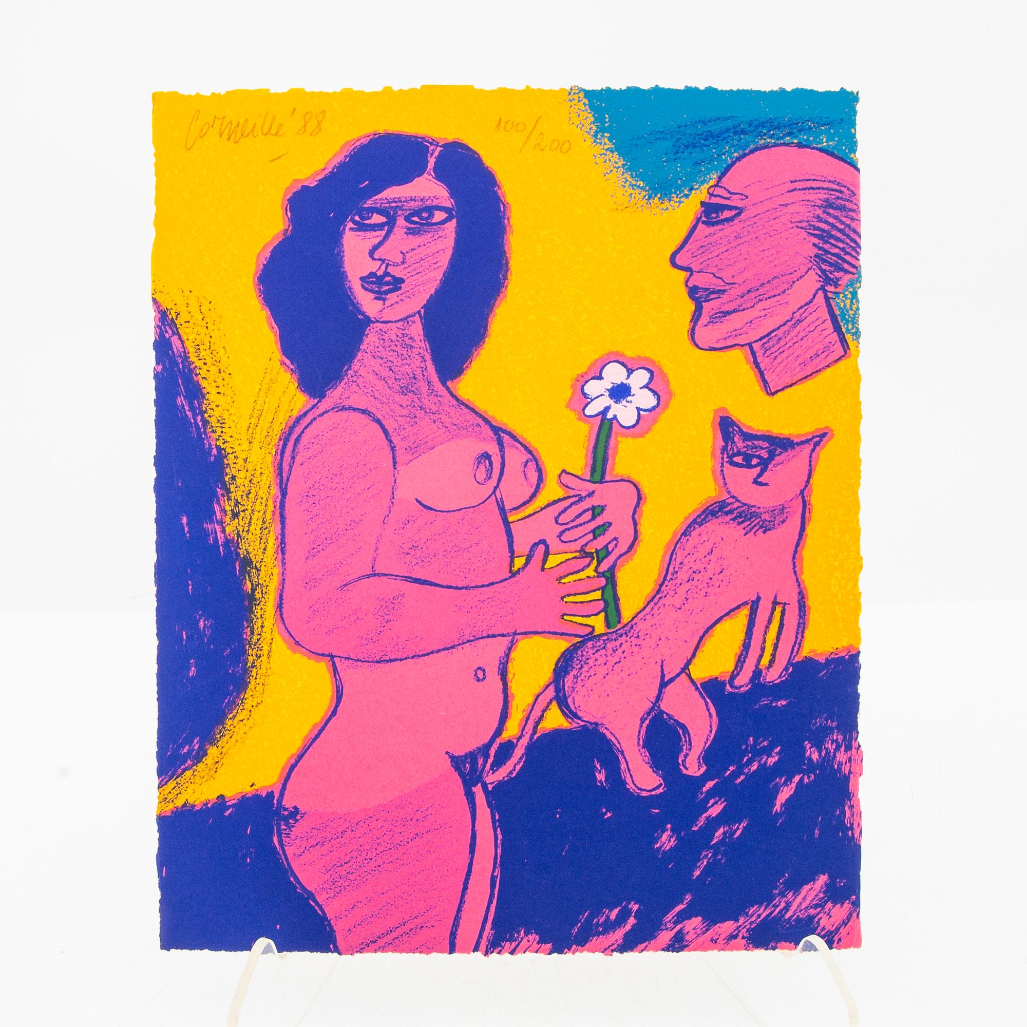 Beverloo Corneille,  bok med fyra litografier signerade daterade och numrerade 88 100/200.