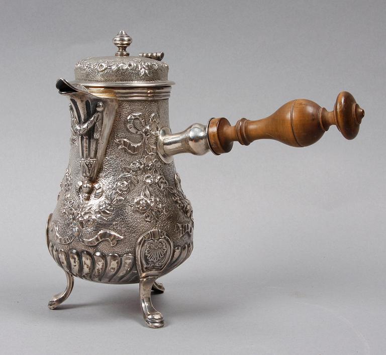 CHOKLADKANNA, silver, Denis Colombier, Paris. 1700/1800-tal.