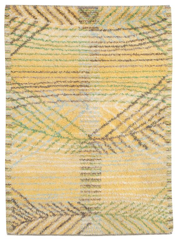 RUG. "Marina, gul". Knotted pile (rya). 212,5 x 150,5 cm. Signed AB MMF BN.