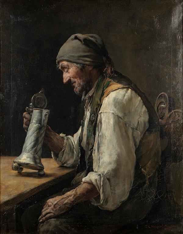 Carl Gustaf Hellqvist, oil on canvas, signed and daetd München 1885.