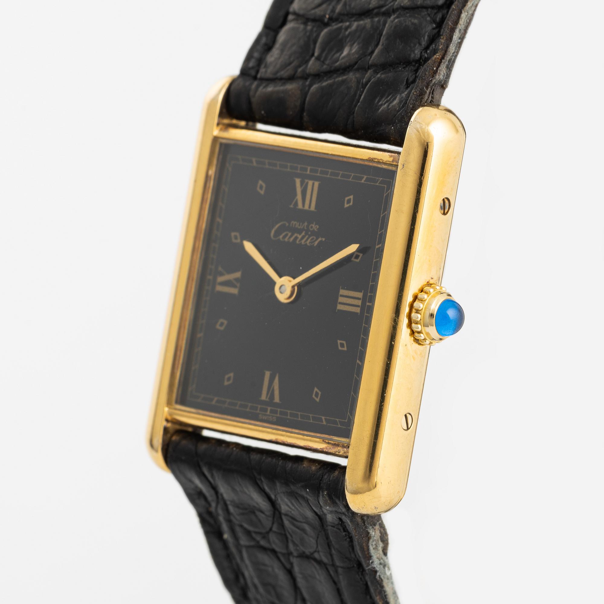must de CARTIER, Tank, wristwatch, 23 x 23,5 (30,5) mm.