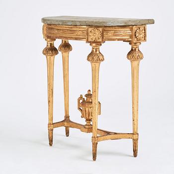 A Gustavian carved giltwood console table, late 18th Century.