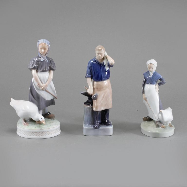 FIGURINER, 3 st, porslin, Royal Copenhagen, Danmark, 1900-talets andra hälft.