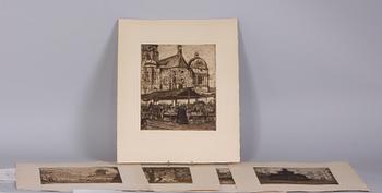 HJORTZBERG, OLLE, etsningar, 6 st.