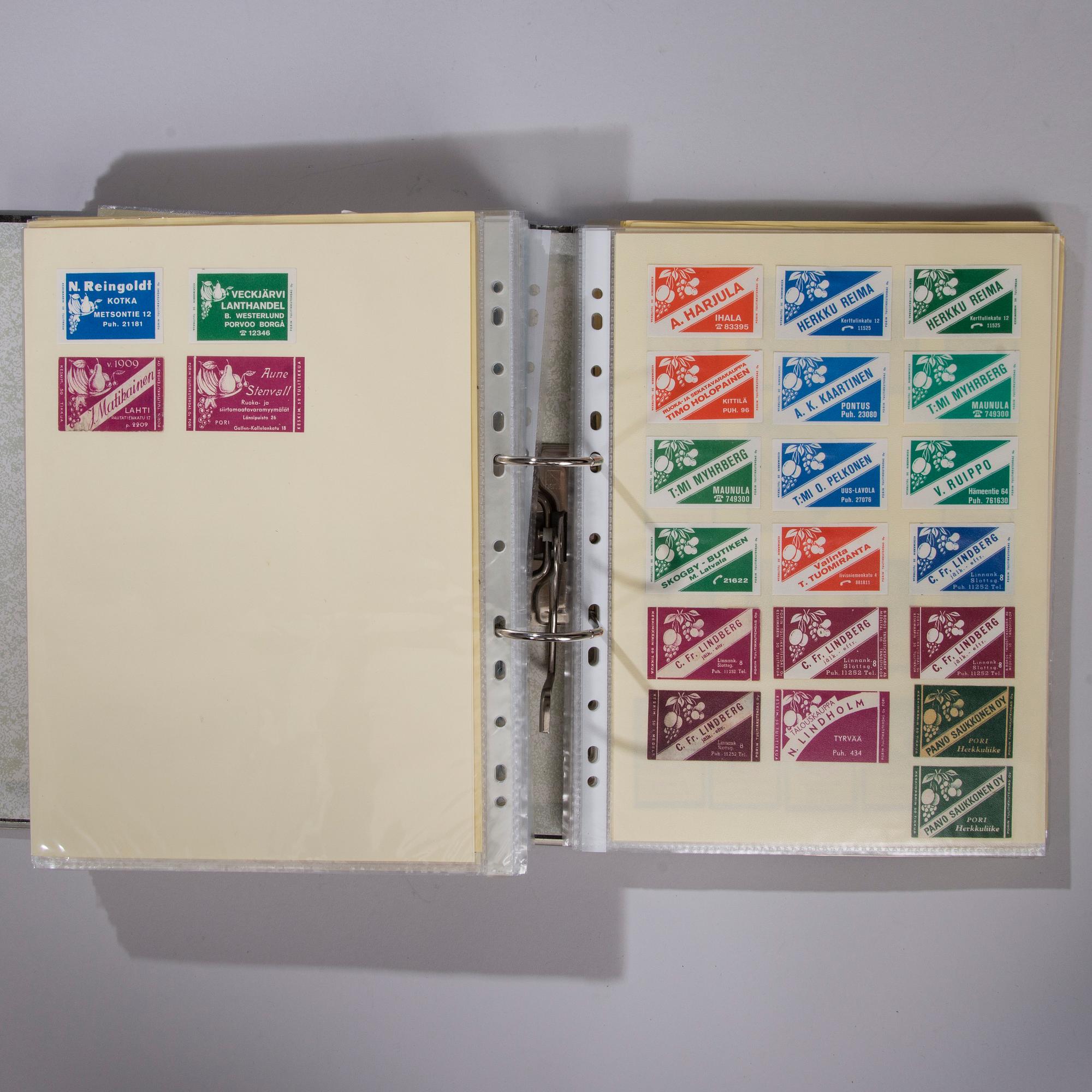 TÄNDSTICKSETIKETTER, ca 1700 st, finska, 1900-tal.