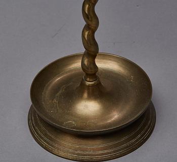 KANDELABER, allmoge, mässing, 1800-talets andra hälft.