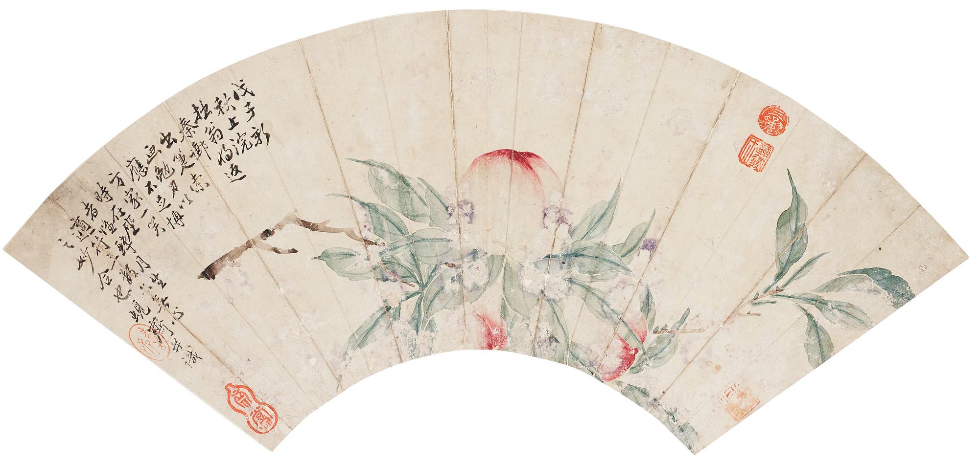 Two Fan paintings by unknown artis, late Qing dynasty.