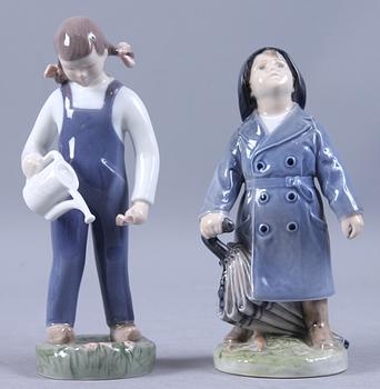 FIGURINER, 6 st samt FAT, 2 st, porslin, Bing o Gröndahl samt Kongl. Dansk.