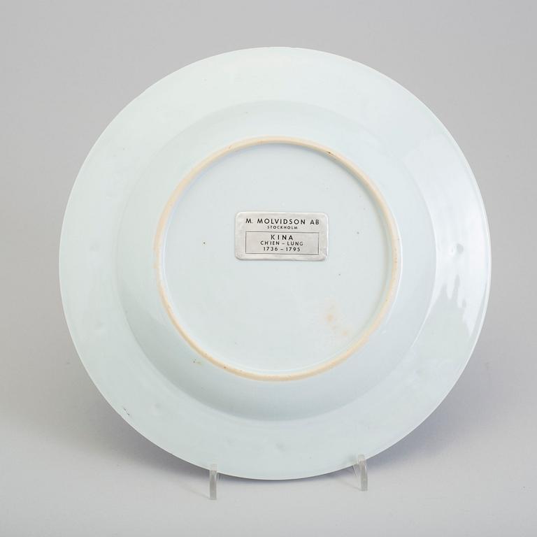 A set with eight blue and white plates, Qing dynasty, Qianlong (1736-95).
