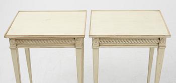 A pair of painted late Gustavavian style side tables, early 20th Century.