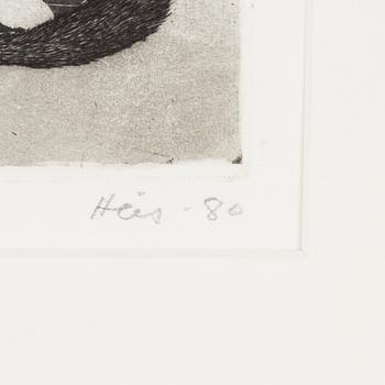 Outi Heiskanen, etching, signed and dated -80, Tpl'a 7/10.