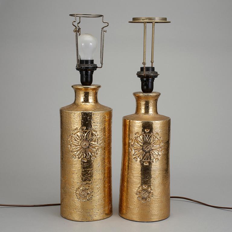 BORDSLAMPOR, 2 st snarlika, keramik, Bitossi, Bergboms, 1900-talets andra hälft.