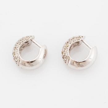 Pair of brilliant-cut diamond earrings, pavésetting, total ca 1.16 ct.