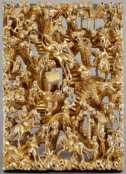 DEKORRELIEF, trä, orientalisk, 1900-tal.