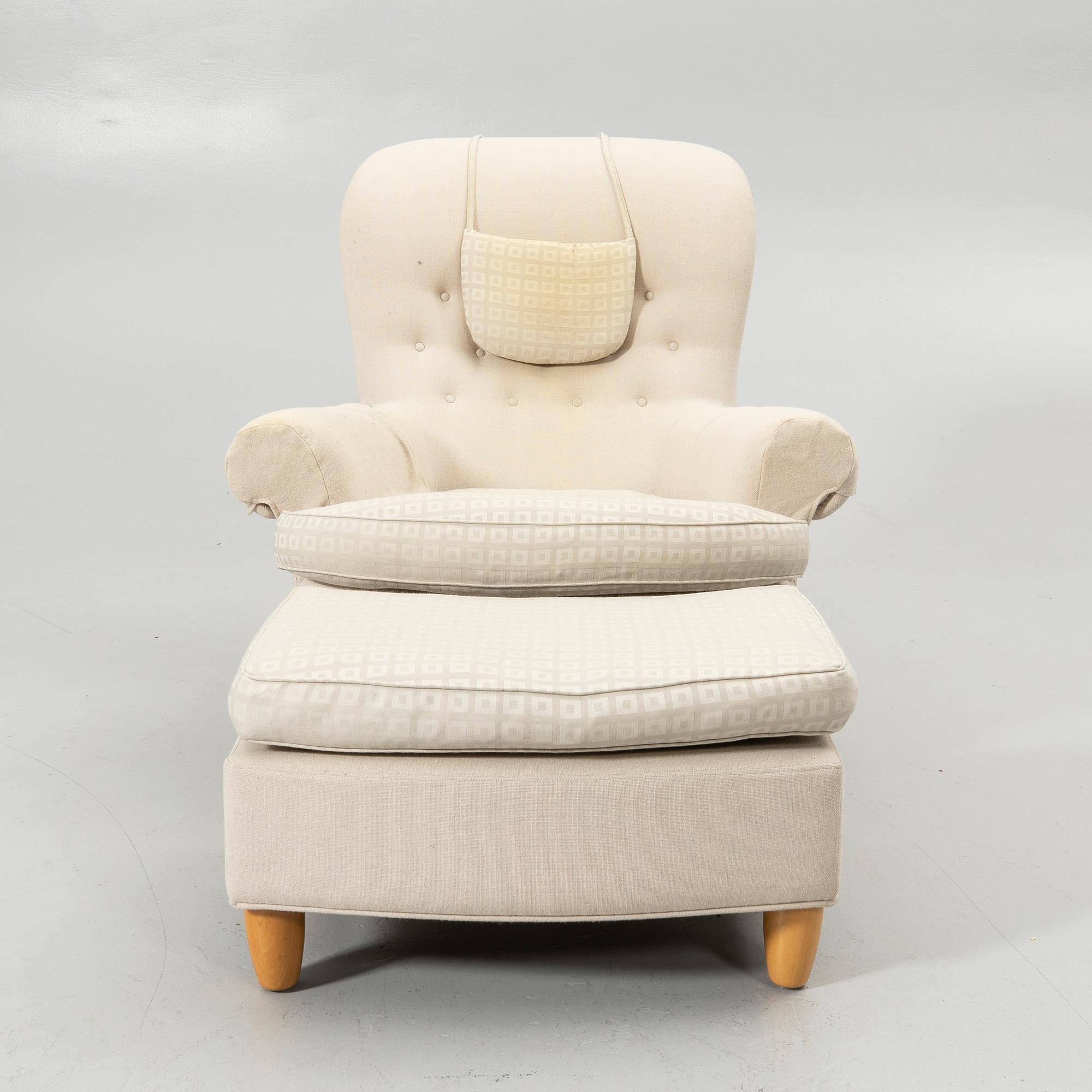 Carl Malmsten, Armchair with footstool, “Jättepaddan”, O. H. Sjögren, Tranås.