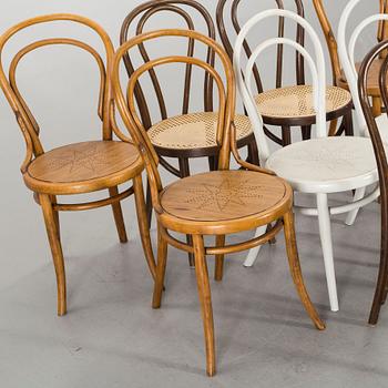 Eight chairs in the Thonet-style from the second half of the 20th century.