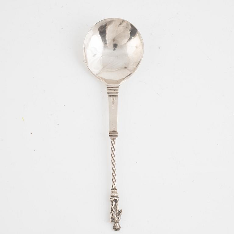 A probably Scandinavian 18th century silver spoon, unidentified makers mark IK, unclear hallmark.