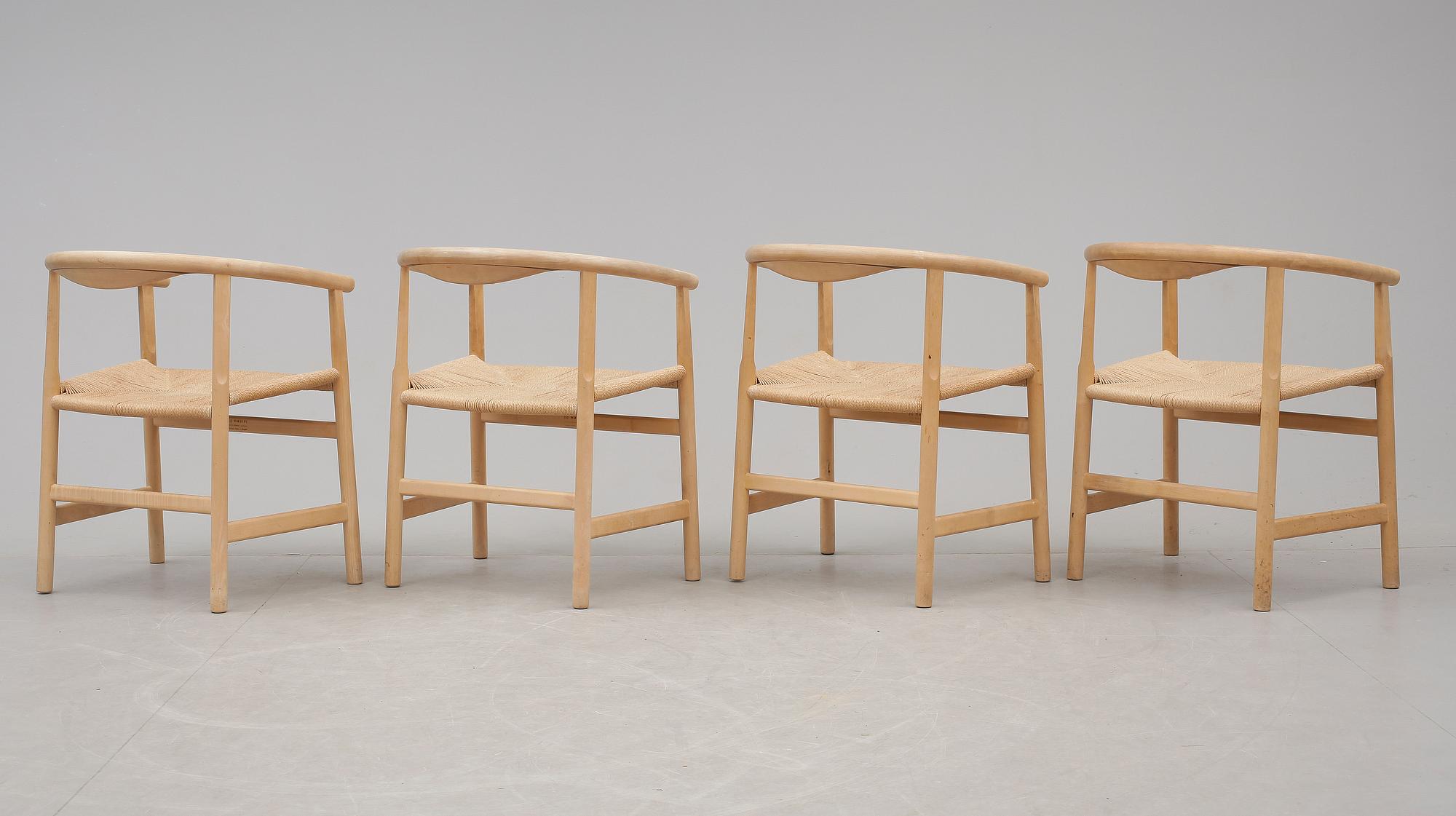 KARMSTOLAR, 4 st, pp 201/203, Hans J Wegner för PP Möbler, Alleröd, Danmark. Formgiven 1969.