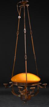 TAKFOTOGENLAMPA, mässing, jugend, 1900-talets början. H 130.