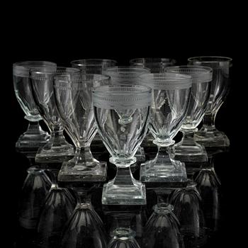 Ten 19th Century wine glasses.