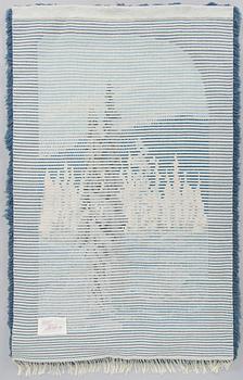 Teppo Terä, A Finnish folkart long pile ryijy-rug carpet along with a signed sketch painting in oil. 1990.