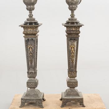 TWO PEDESTAL WITH LAMPS LATE 19TH CENTURY.