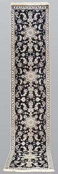 A runner, Nain, part silk, ca 378 x 77 cm.