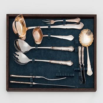 An 82-piece 'Chippendale' silver cutlery set for 12, in cutlery box, Auran Kultaseppä oy, Turku, Finland 1986-87.