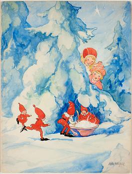 84. Aina Stenberg-Masolle, Christmas porridge under the spruce.