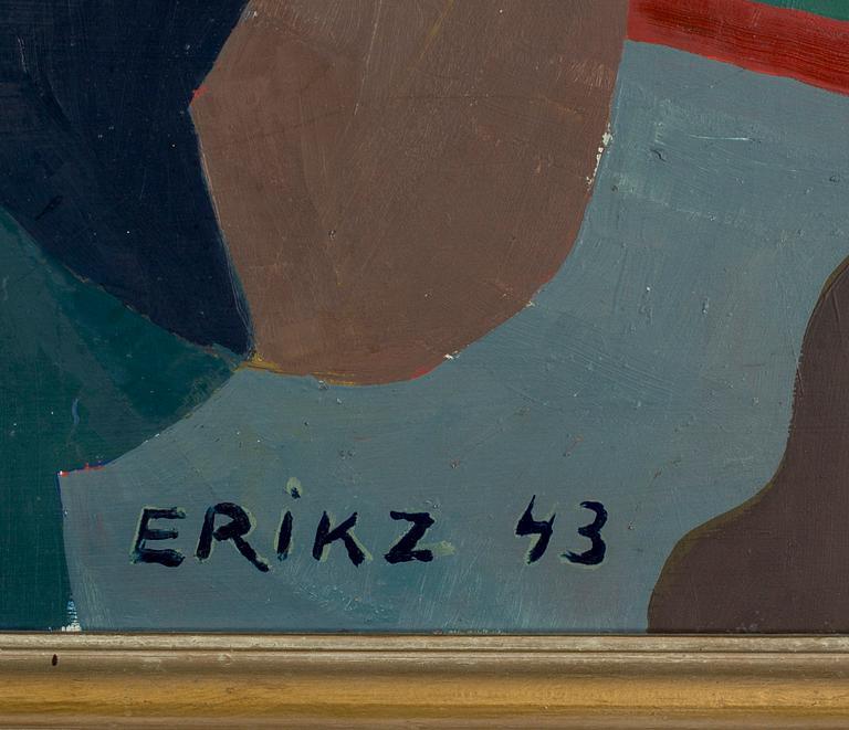 OKÄND KONSTNÄR, olja på pannå, signerad Erik Z -43.