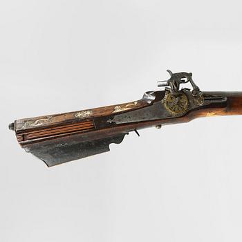 A wheel-lock rifle, probably Germany, 17th century.