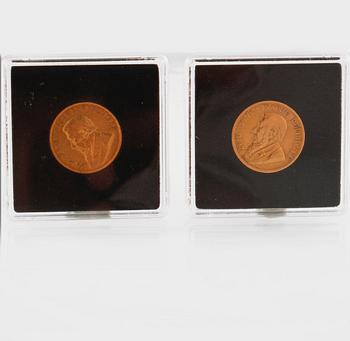 MYNT, 2 st, 1 Pond, Sydafrika, 1896 samt 1898. Vikt 8 + 8g.