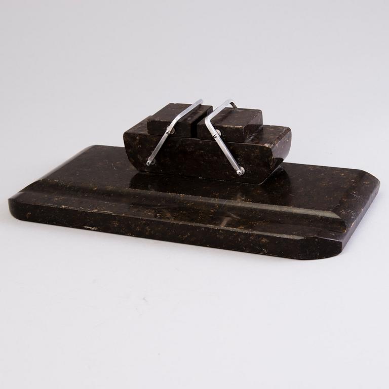INKSTAND, possibly granite, first half of 20th century.