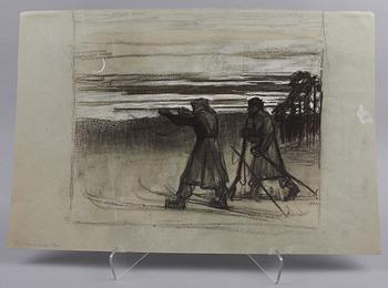 PARTI TECKNINGAR och GRAFIK 6 delar. Bla 2 teckningar av Gunnar Hallström. 1800/1900-tal.