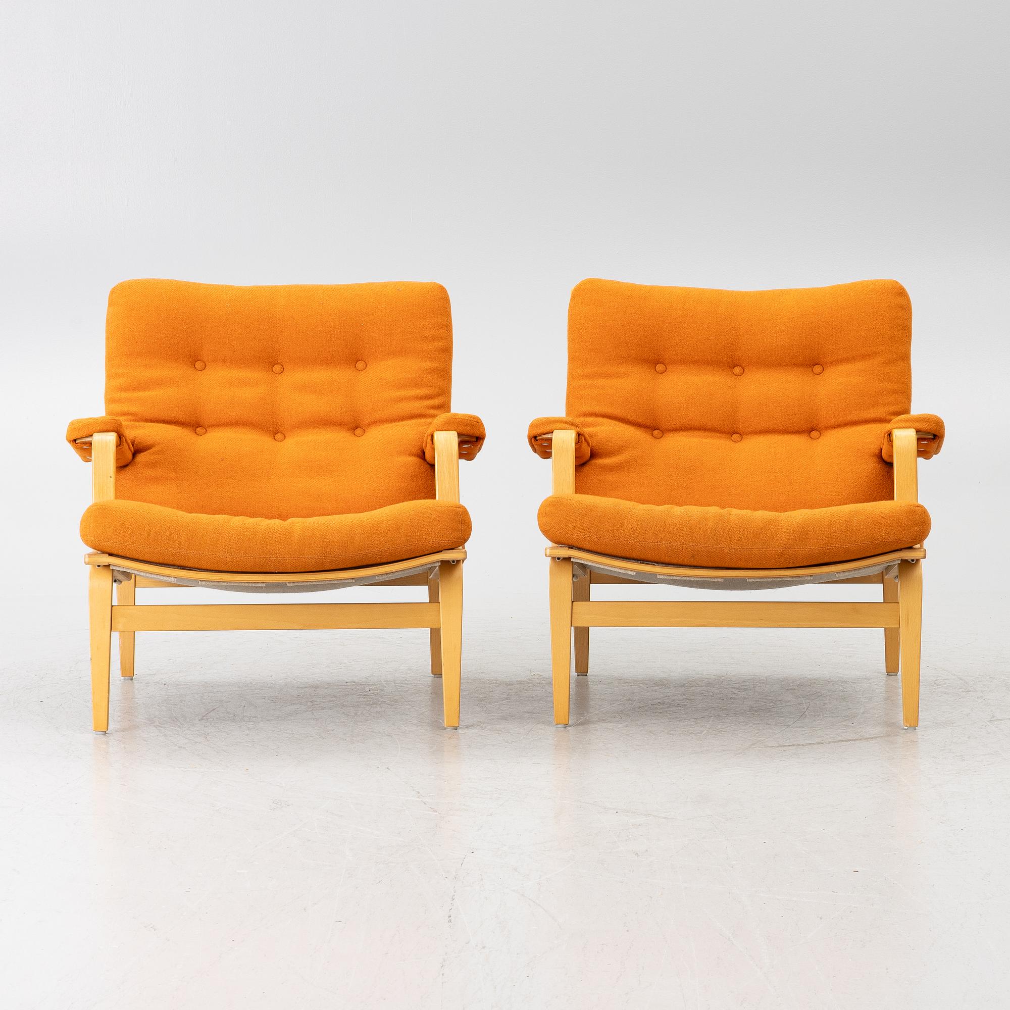 Bruno Mathsson, a pair of 'Ingrid' armchairs, Dux.