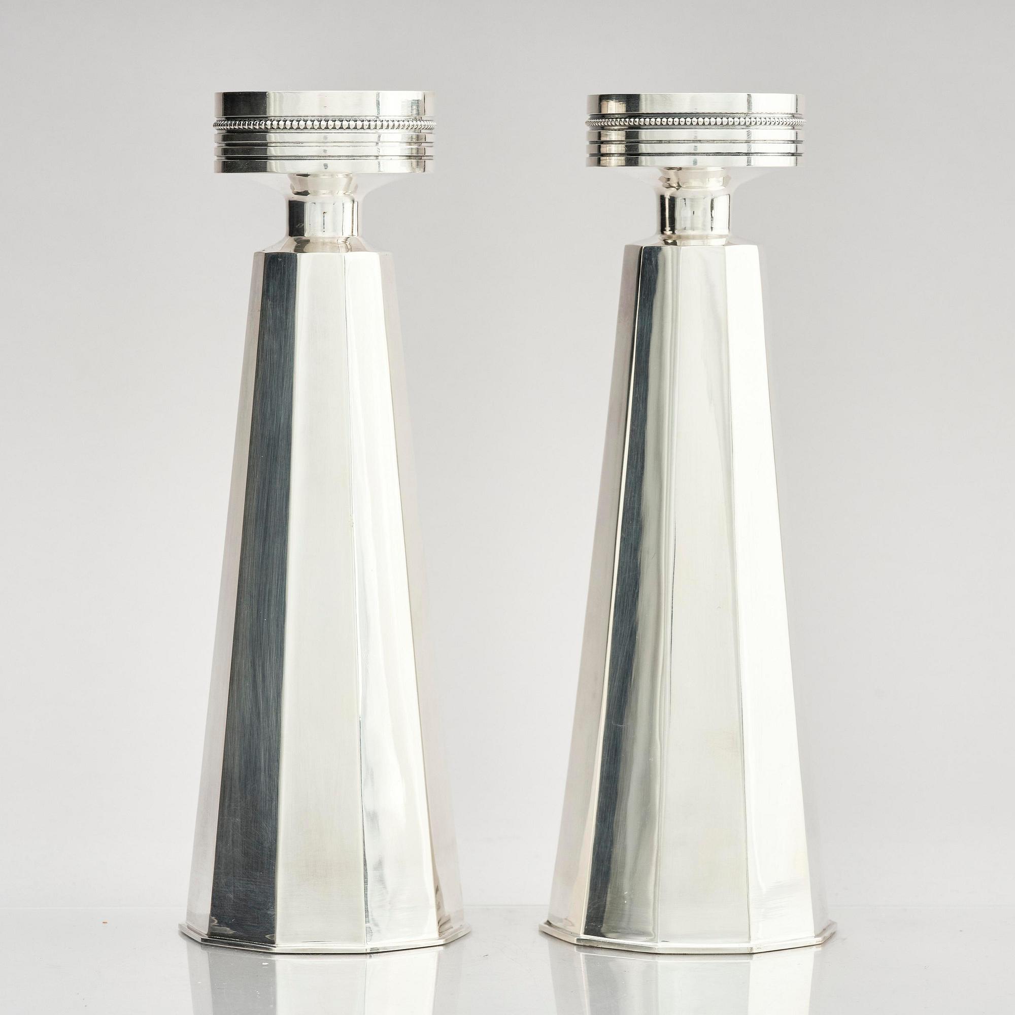 Markströms Guldsmeds Ab, a pair of sterling silver candlesticks, Uppsala, Sweden 1967.
