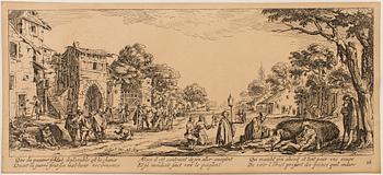 JACQUES CALLOT, Book, collection of 18 etchnings from Les miseres et les mal-hevrs de la gverre. 1633, later edition.