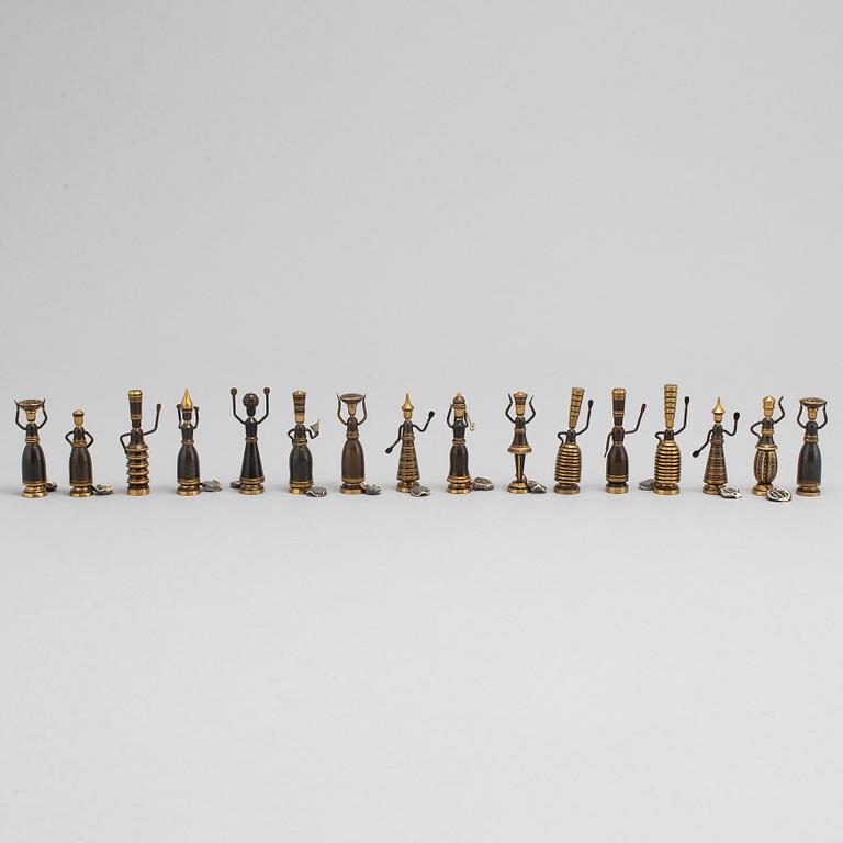 HANS TEPPICH, a set of 16 chess pieces/ biblical miniatures, Israel, 1950's-60's.
