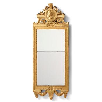 109. A late Gustavian giltwood mirror, Stockholm, late 18th century.
