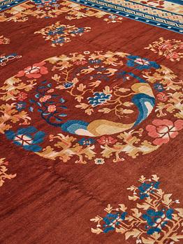 A CARPET, an antique/semi-antique Ningxia probably, China, ca 492,5-494,5 x 388-389,5 cm.