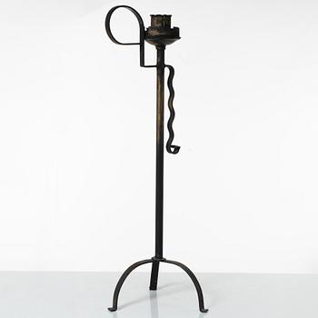Bjerkås, a wrought iron floor candlestick model "91", Gothenburg, 1930s.