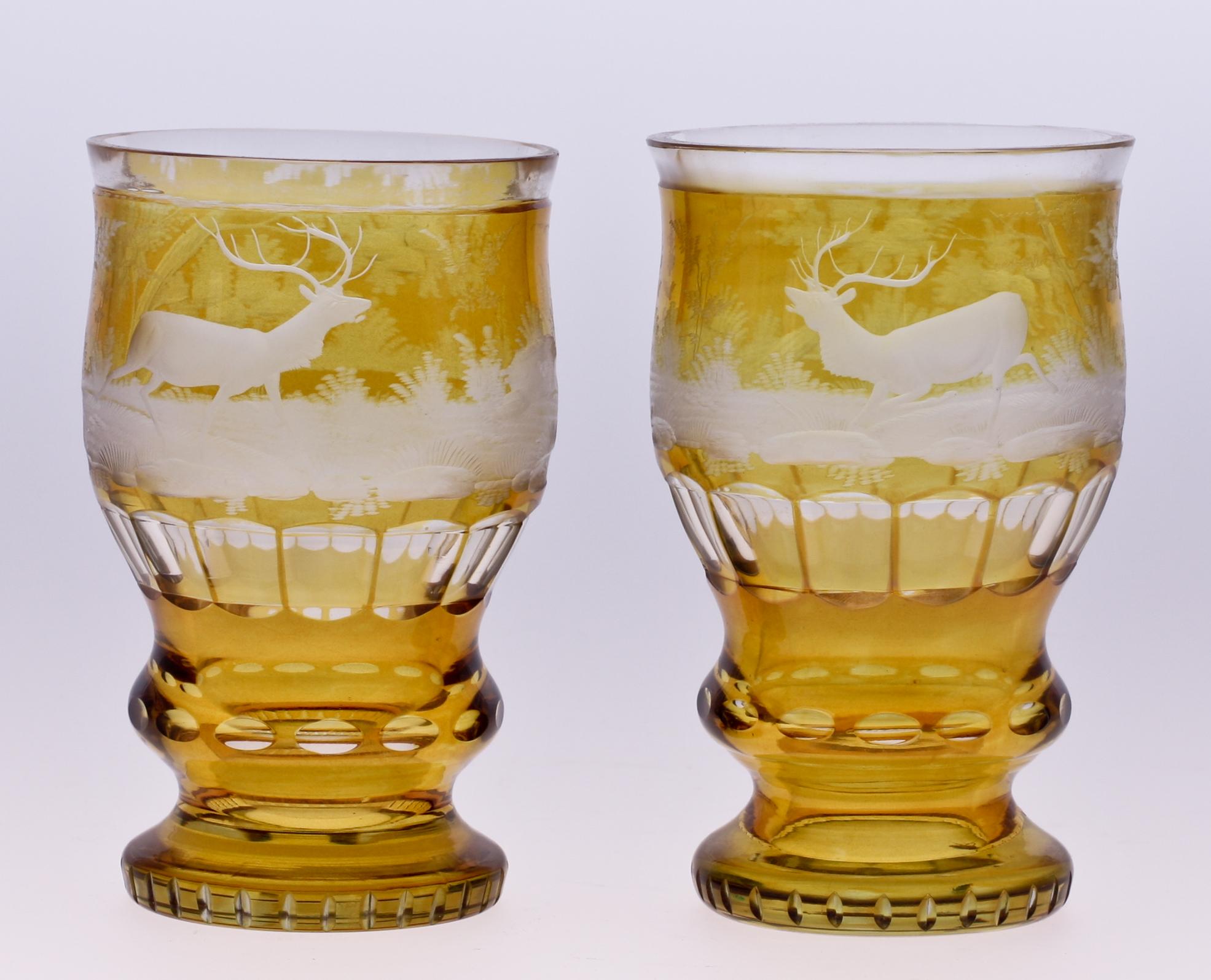 BÄGARE ett par, glas, Böhmen, 1800-talets slut.