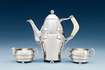 925. A FREDERIK KASTOR HANSEN 3 pcs of coffee service, Copenhagen, 800/1000 silver.