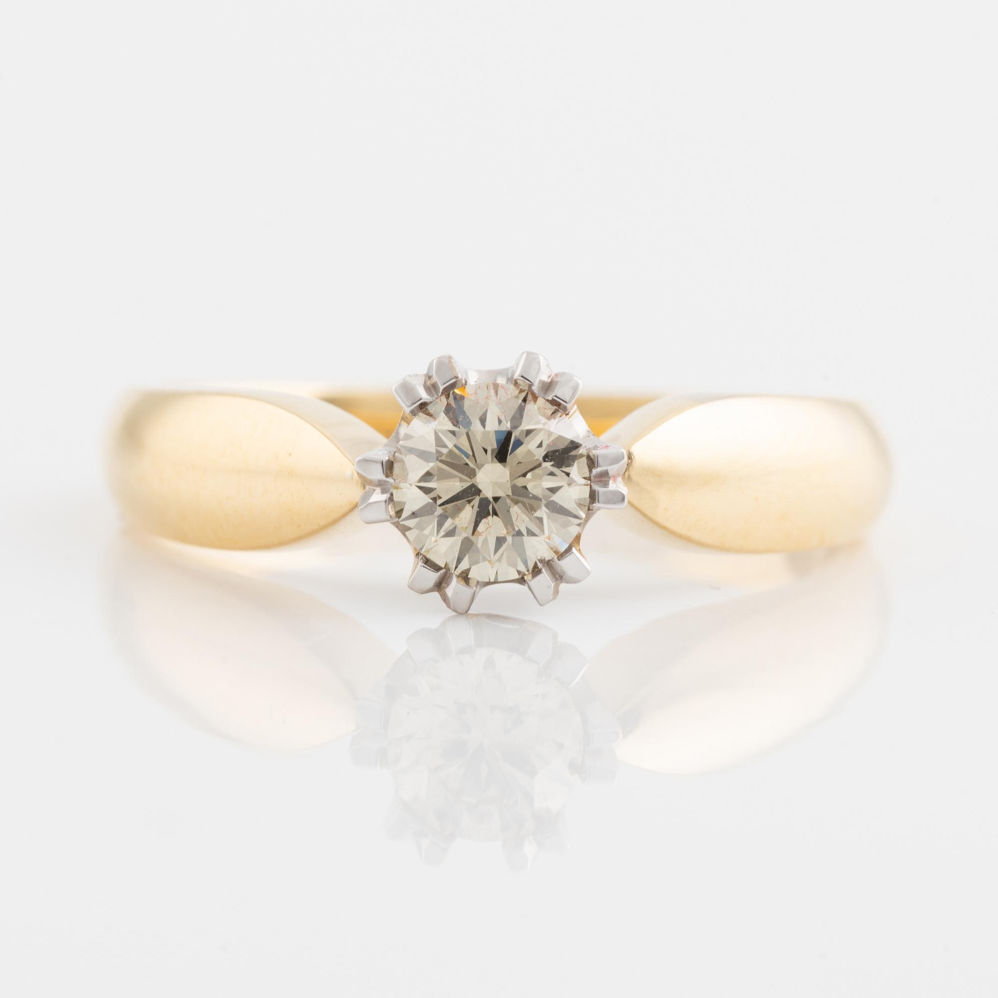 Brilliant cut diamond solitaire ring.