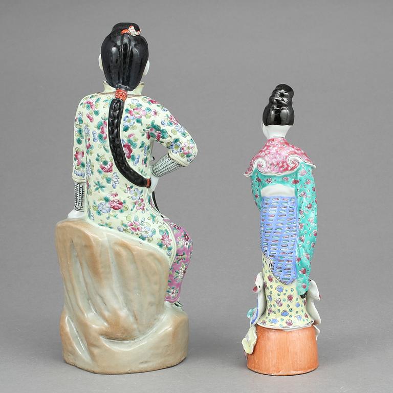 FIGURINER, 2 st, porslin, Kina 1800-tal.