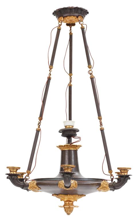 A late Empire first half 19th century six-light hanging-lamp.