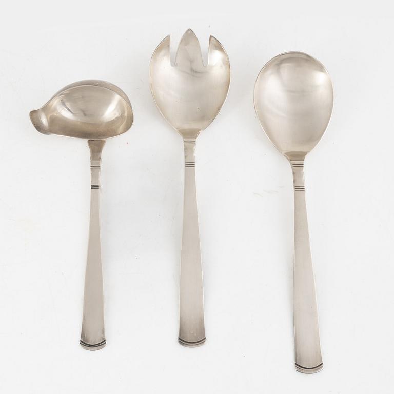 A silver cutlery set, 98 pieces "Rosenholm", design by Jacob Ängman, GAB, Stockholm 1960s-1980s.