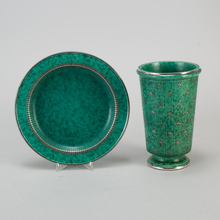 'Argenta' vase and plate, Gustavsberg.