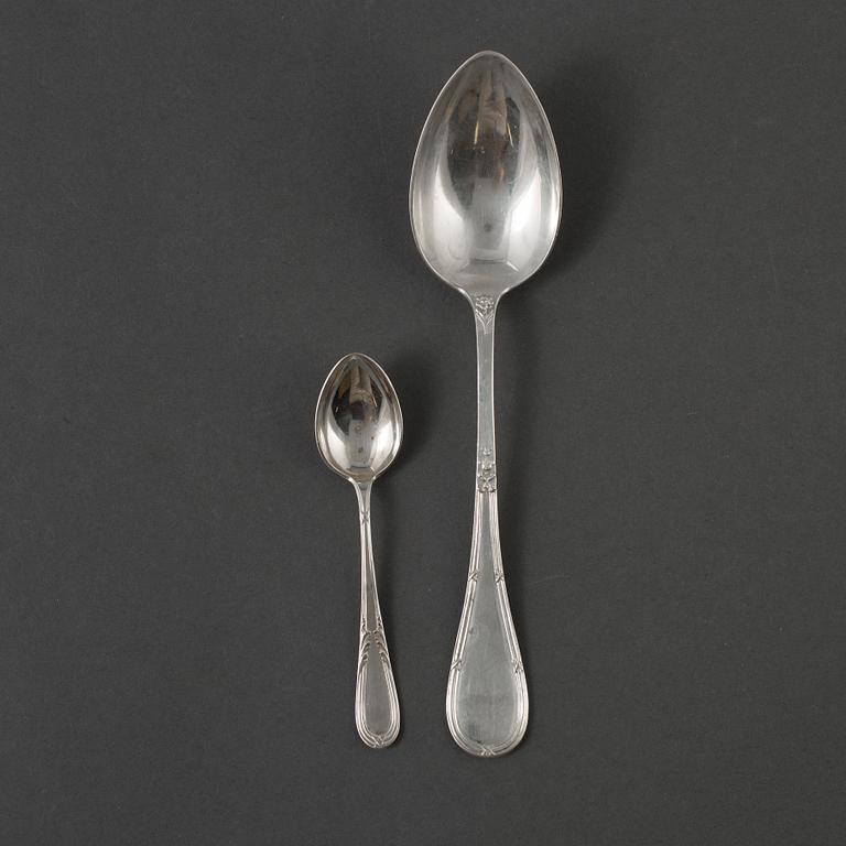 KAFFE-OCH DESSERTSKEDAR, silver, AG Dufva, Stockholm, 1924.  Totalvikt 530 gram.