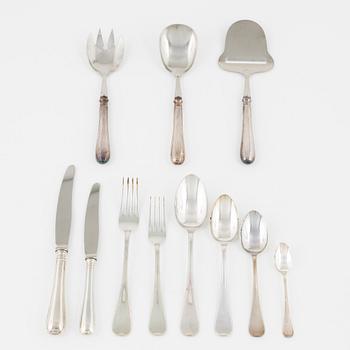 Bestickservis, 100 delar, silver,  modell "Svensk (Rund)",  GAB Eskilstuna, bla 2003.